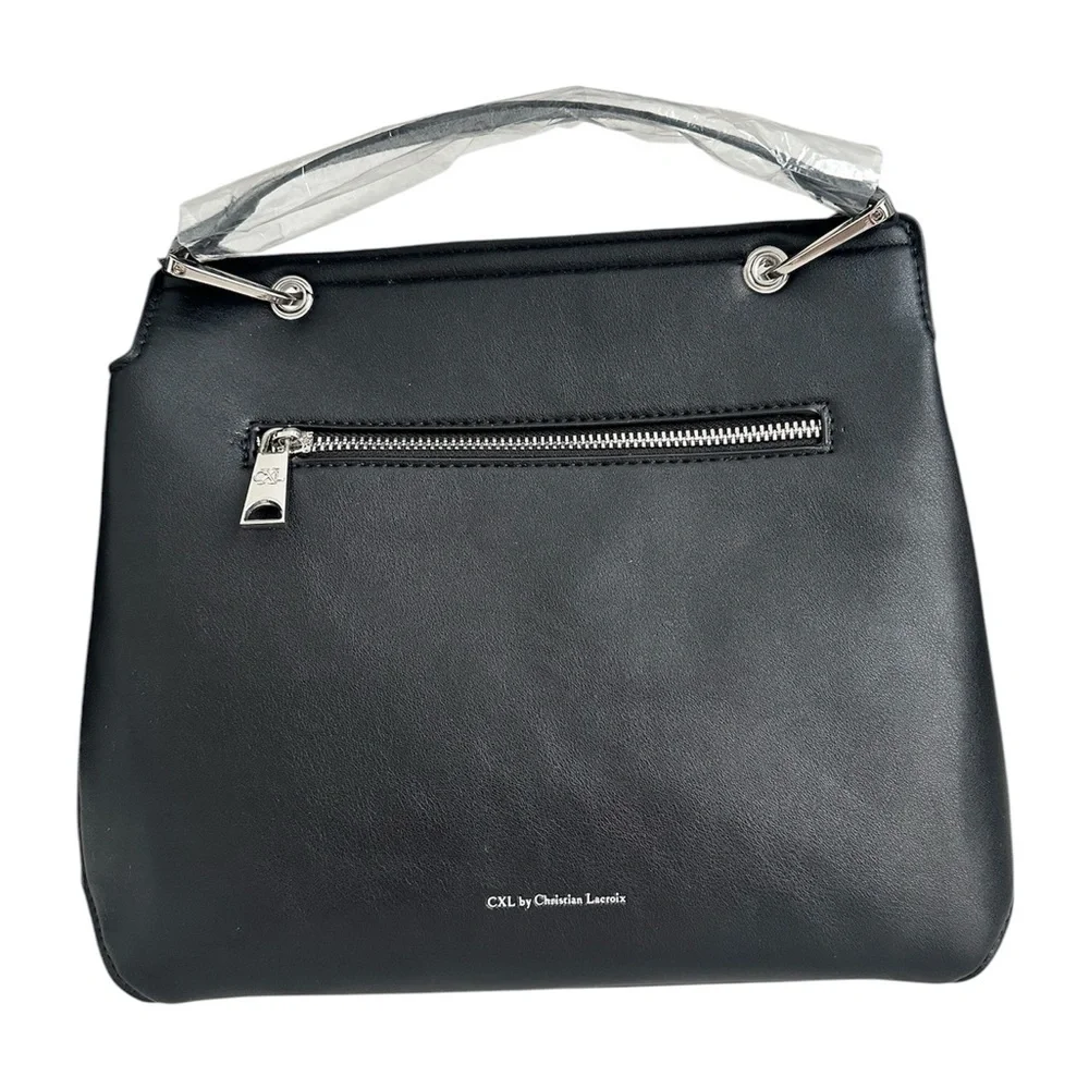 CHRISTIAN LACROIX Sable Prism Python Satchel Handbag Black Silver Women Med $98 - Picture 4 of 10